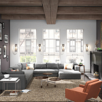 Бра цвета хром с круглой рамой и цилиндрическим прозрачным стеклянным плафоном на прямоугольном основании Feiss варинант исполнения - 4 | Loft Concept в Твери