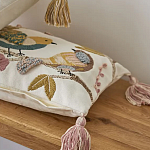 Чехол на подушку с кисточками и вышивкой птиц Ethnic mix Birds Rect варинант исполнения - 5 | Loft Concept в Твери