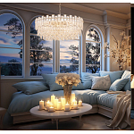 Круглая люстра с хрустальными подвесками на золотистом каркасе Gorgeous Crystal Light варинант исполнения - 13 | Loft Concept в Твери