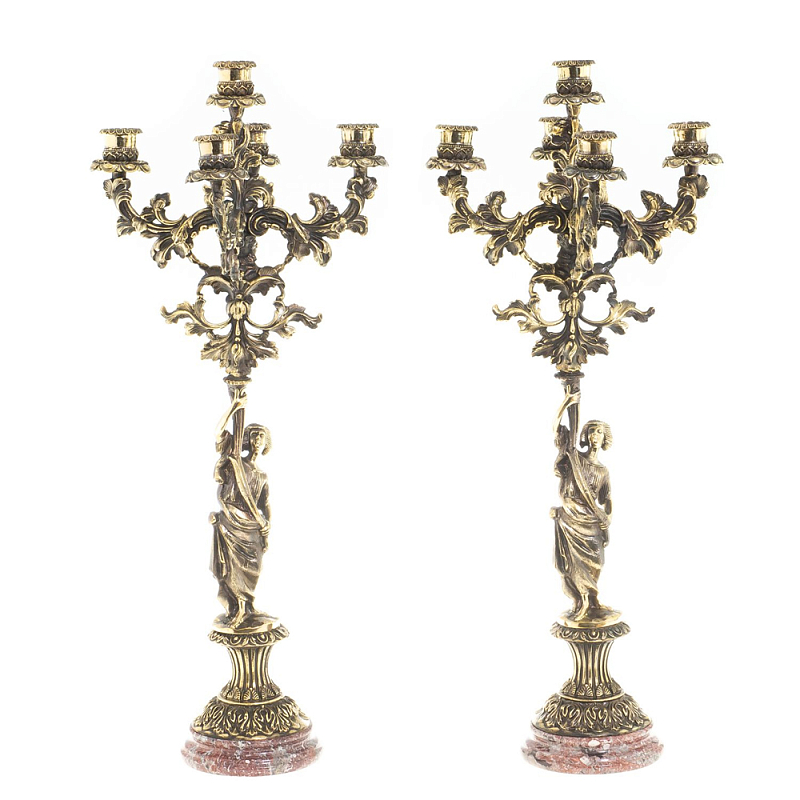 Подсвечники из бронзы на 10 свечей на подставке из камня креноид Stone Candlestick Бронза Подсвечники из бронзы на 10 свечей на подставке из камня креноид Stone Candlestick Бронза в Твери | Loft Concept
