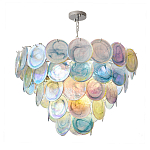 Люстра с каскадом из круглых разноцветных стеклянных дисков Mother of Pearl Iridescence варинант исполнения - 2 | Loft Concept в Твери