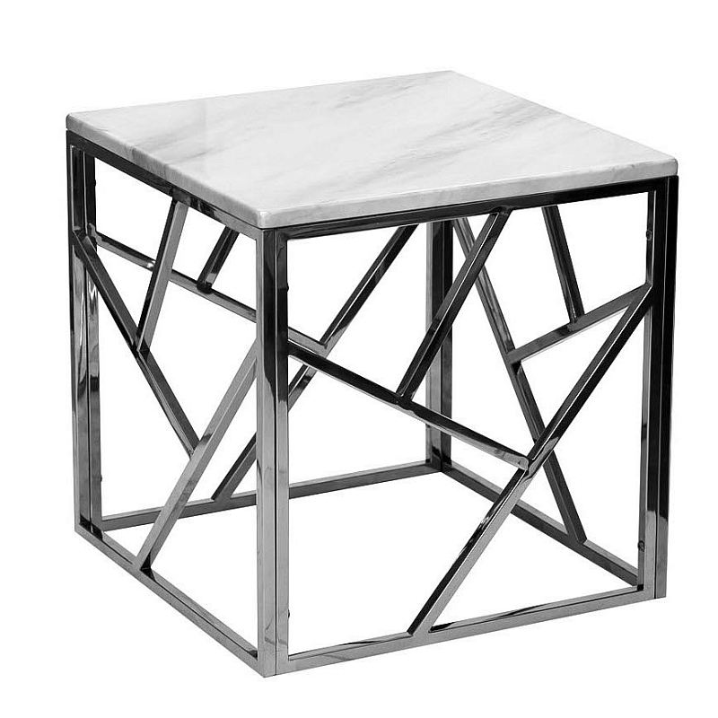 Приставной стол Serene Furnishing Chrome Marble Top Side Table Хром Белый Приставной стол Serene Furnishing Chrome Marble Top Side Table Хром Белый в Твери | Loft Concept
