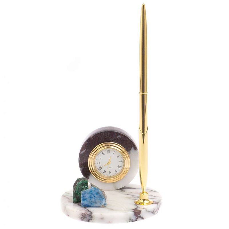 Часы настольные с шариковой металлической ручкой из натурального камня Stone Clock Белый Черный Коричневый Зеленый Голубой Золотой Часы настольные с шариковой металлической ручкой из натурального камня Stone Clock Белый Черный Коричневый Зеленый Голубой Золотой в Твери | Loft Concept
