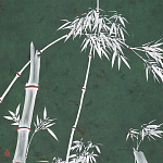 Обои ручная роспись Bamboo Argent on Edo Green painted silk варинант исполнения - 1 | Loft Concept в Твери