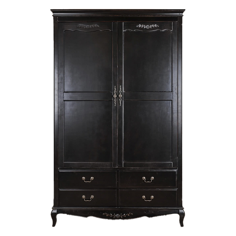 Шкаф черный с 4-мя ящиками и 2-мя дверцами в стиле Прованс Vintage Черный в Твери | Loft Concept 