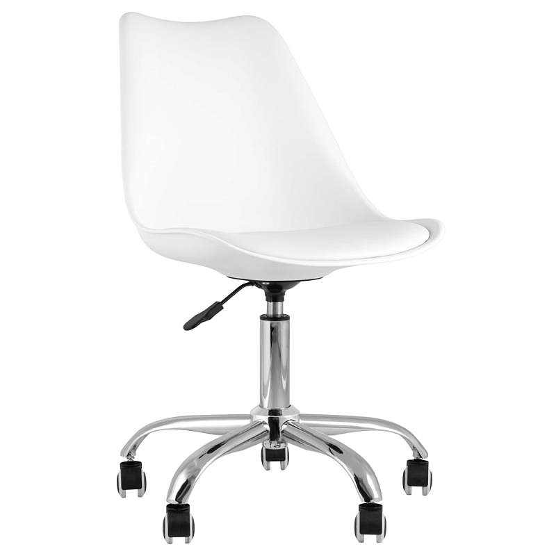 Офисный стул на металлическом основании EGGERY White Черный Белый Хром в Твери | Loft Concept 