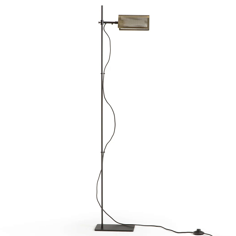 Торшер с плафоном из перфорированного металла Elledge Floor Lamp Латунь Черный Торшер с плафоном из перфорированного металла Elledge Floor Lamp Латунь Черный в Твери | Loft Concept