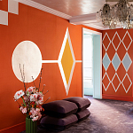 Обои ручная роспись Chez Nina by India Mahdavi Lantana colourway on Arancio dyed silk варинант исполнения - 1 | Loft Concept в Твери