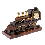 Часы настольные в виде паровоза из натурального камня Обсидиан Train Stone Clock варинант исполнения - 5 | Loft Concept в Твери