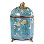 Ваза голубая с крышкой и цветочным узором Genuine Chinese Classics варинант исполнения - 1 | Loft Concept в Твери