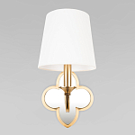 Бра с белым текстильным абажуром и декоративным основанием в виде четырехлистника с зеркальной вставкой Vitorino варинант исполнения - 18 | Loft Concept в Твери