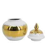 Ваза белая с крышкой и золотистыми фрагментами 24 см Chinoiserie Ceramics варинант исполнения - 2 | Loft Concept в Твери