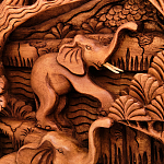 Панно из дерева пять слонов Panel With Animals варинант исполнения - 3 | Loft Concept в Твери