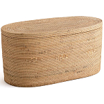 Плетеная овальная корзина с крышкой Shani Rattan Basket варинант исполнения - 1 | Loft Concept в Твери