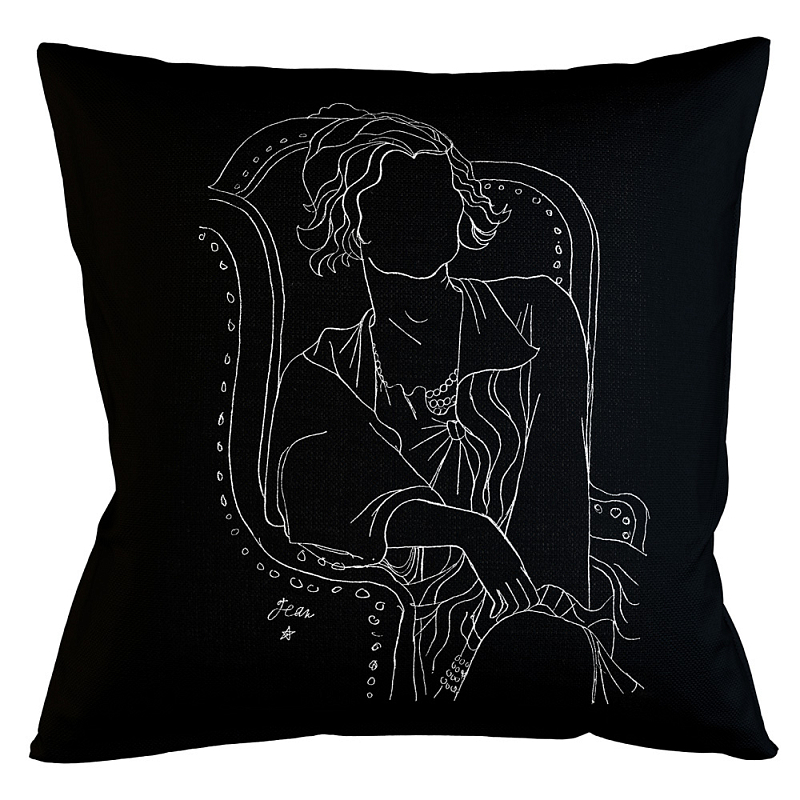Декоративная подушка White Silhouette Coco Pillow Бежевый Черный в Твери | Loft Concept 