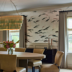 Обои ручная роспись Fishes Blue Pearl on Tarnished Silver gilded silk with pearlescent antiquing варинант исполнения - 3 | Loft Concept в Твери