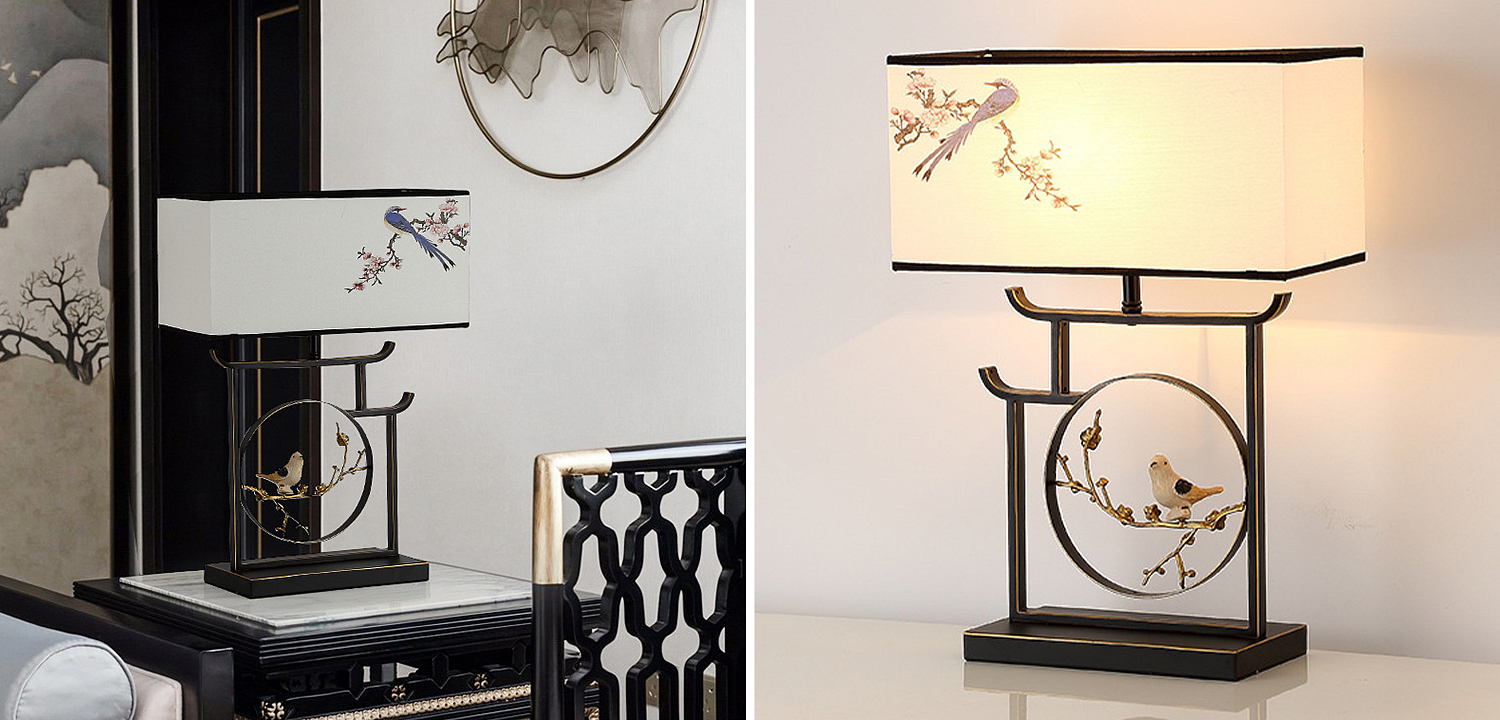 Настольная лампа с абажуром Bird Chinese Style Modern Table Lamp - Loft-Concept в Твери