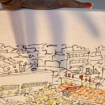 Настольная лампа с принтом на белом тканевом абажуре Roof Garden Lamp варинант исполнения - 2 | Loft Concept в Твери