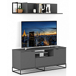 ТВ-тумба цвета графит с  2-мя дверцами и ящиком Strict Lines варинант исполнения - 6 | Loft Concept в Твери