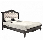 Кровать черная из массива бука с основанием и мягким изголовьем Black Provence варинант исполнения - 1 | Loft Concept в Твери