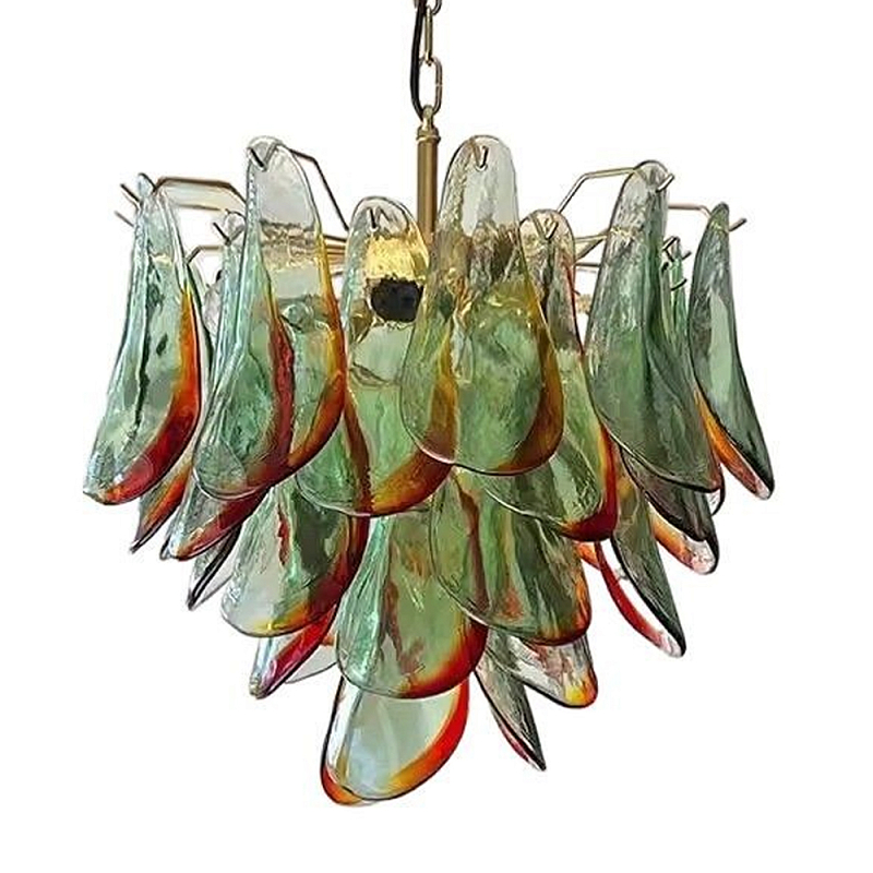 Люстра стеклянная с зелеными лепестками Green Leaf Fall Зеленый Латунь в Твери | Loft Concept 
