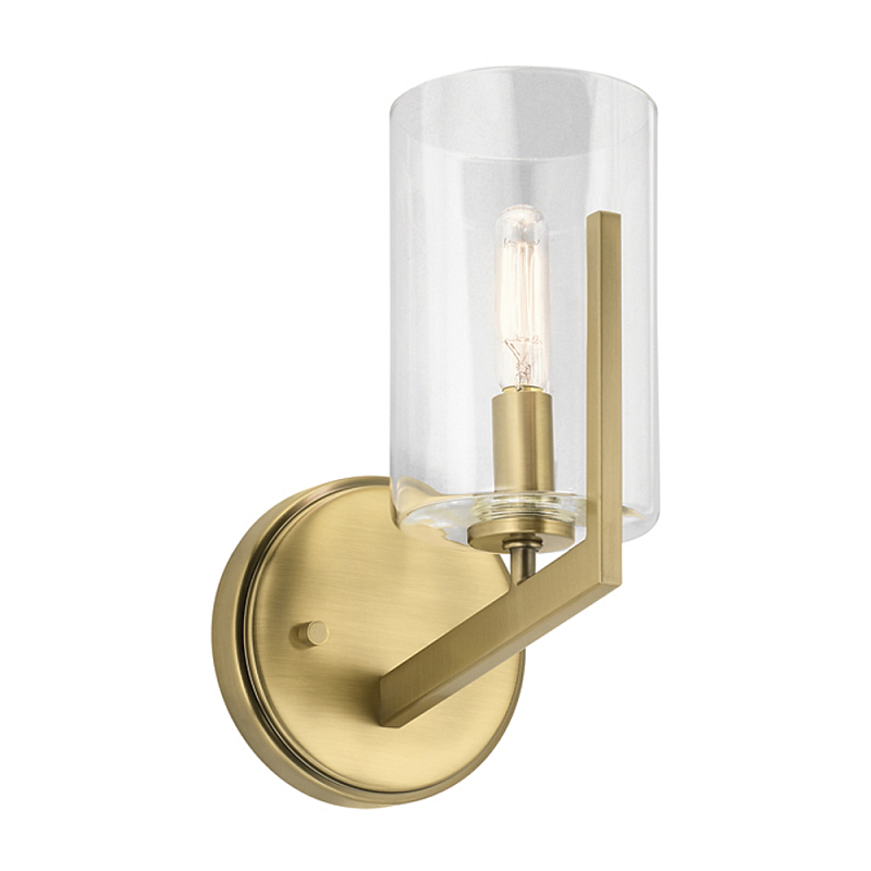 Бра с прозрачным плафоном в форме цилиндра Kichler Латунь Серебряный в Твери | Loft Concept 