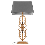 Настольная лампа на ажурном чугунном основании с тканевым серым абажуром Openwork Lamp варинант исполнения - 3 | Loft Concept в Твери