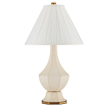 Настольная лампа с фактурным конусовидным абажуром и кожаным каркасом Malifis варинант исполнения - 4 | Loft Concept в Твери