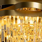 Люстра цвета матового золота с металлическими лентами и длинными прозрачными подвесками Gilded Waves варинант исполнения - 5 | Loft Concept в Твери