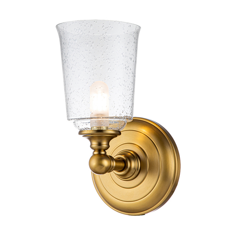 Бра для ванных комнат с прозрачным плафоном из стекла с пузырьками на основании цвета латунь Feiss Матовая латунь Прозрачное Стекло в Твери | Loft Concept 