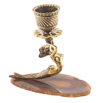 Подсвечник бронзовый из натурального камня агат Stone Candlestick варинант исполнения - 2 | Loft Concept в Твери