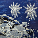 Картина ручная вышивка бисером Ночной пейзаж Night Boat Bay варинант исполнения - 3 | Loft Concept в Твери