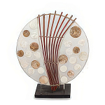 Настольная лампа из перламутра и дерева на подставке Indonesian Round Shell варинант исполнения - 3 | Loft Concept в Твери