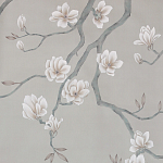 Обои ручная роспись Magnolia Canopy Original Colourway on Oyster Shell metallic silk варинант исполнения - 1 | Loft Concept в Твери