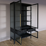 Витрина Primo со стеклянными фасадами и 2 ящиками Черный дуб варинант исполнения - 9 | Loft Concept в Твери