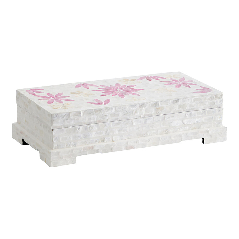 Шкатулка Oceane Bone Inlay White Белый Розовый Шкатулка Oceane Bone Inlay White Белый Розовый в Твери | Loft Concept