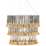 Люстра трехъярусная с декором из круглых деревянных бусин с кисточками Gray Brown Wooden Beads Chandelier варинант исполнения - 3 | Loft Concept в Твери