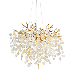Люстра подвесная золотого цвета с декоративными ветвями и прозрачными рельефными подвесками FAIRYTREE Light варинант исполнения - 1 | Loft Concept в Твери