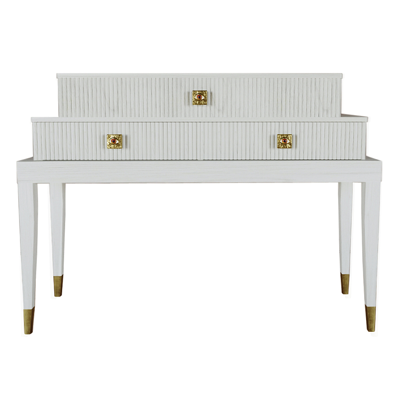 Премиальная Консоль с тремя ящиками Elsa Dreams White Белый Золотой в Твери | Loft Concept 