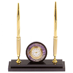 Часы настольные с двумя ручками из натурального камня Stone Clock варинант исполнения - 1 | Loft Concept в Твери