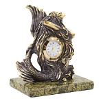 Часы настольные бронзовые в виде русалочки из натурального камня Змеевик Mermaid Stone Clock варинант исполнения - 3 | Loft Concept в Твери