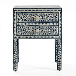 Тумбочка прикроватная White Pearl BEDSIDE CABINET 2 blue DRAWER варинант исполнения - 1 | Loft Concept в Твери