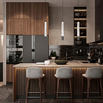 Подвесной светильник с узким цилиндрическим плафоном и черным металлическим декором Concrete Pipe варинант исполнения - 14 | Loft Concept в Твери