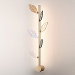 Бра с золотистой вертикальной трубкой и декоративными прозрачными листьями из стекла Sylva  варинант исполнения - 3 | Loft Concept в Твери