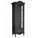 Витрина черная однодверная из массива бука с 4-мя полками и ящиком Black Provence варинант исполнения - 1 | Loft Concept в Твери