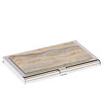 Визитница карманная металлическая с накладкой из натурального камня Агат Stone Business Card Holders  варинант исполнения - 2 | Loft Concept в Твери