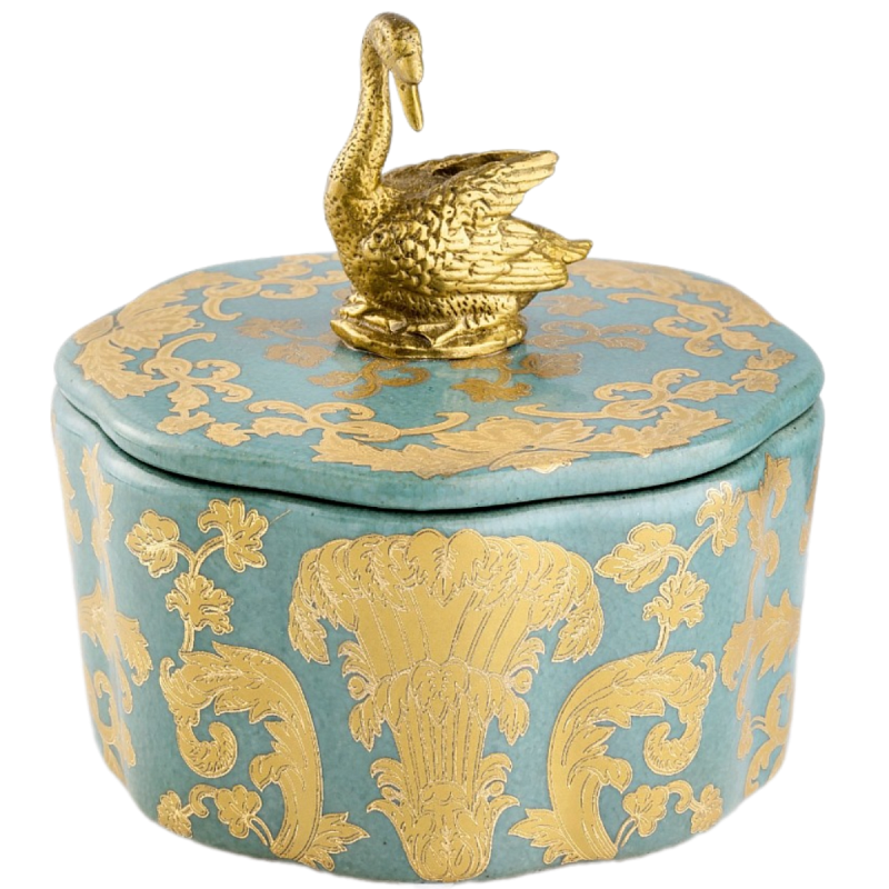 Фарфоровая шкатулка Swan Lake Бронза Голубой Фарфоровая шкатулка Swan Lake Бронза Голубой в Твери | Loft Concept