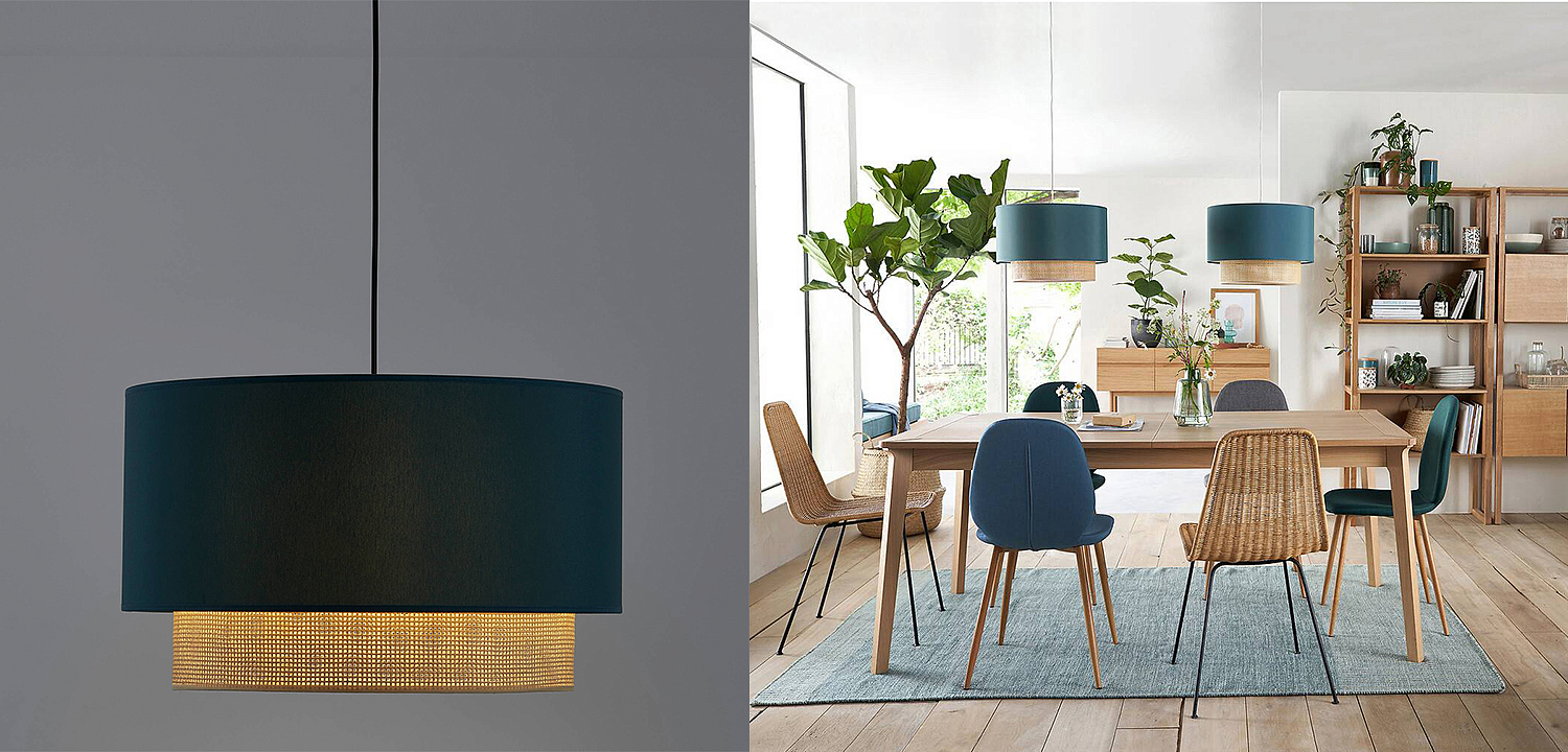Подвесной светильник Ottar Wicker Turquoise lampshade Подвесной светильник Ottar Wicker Turquoise lampshade - Loft-Concept в Твери