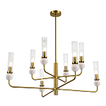 Люстра с 8-ю плафонами в форме стеклянных трубок и мраморных декоративных элементов Montreal варинант исполнения - 9 | Loft Concept в Твери