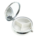 Таблетница карманная круглая с 3-мя отделениями с зеркалом и накладкой из натурального камня Жадеит Silver Stone Pillboxes варинант исполнения - 2 | Loft Concept в Твери